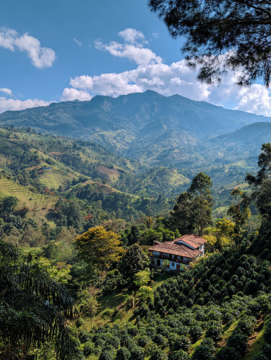 Finca Mastelo specialty coffee farm at 1,550 masl in Anolaima, Cundinamarca, Colombia — Andean mist and volcanic soil terroir
